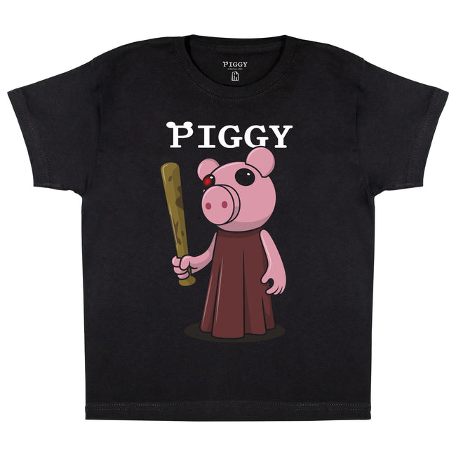 Black - Side - Piggy Boys Baseball Bat T-Shirt