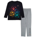Black-Heather Grey - Front - Playstation Boys Icons Pyjama Set