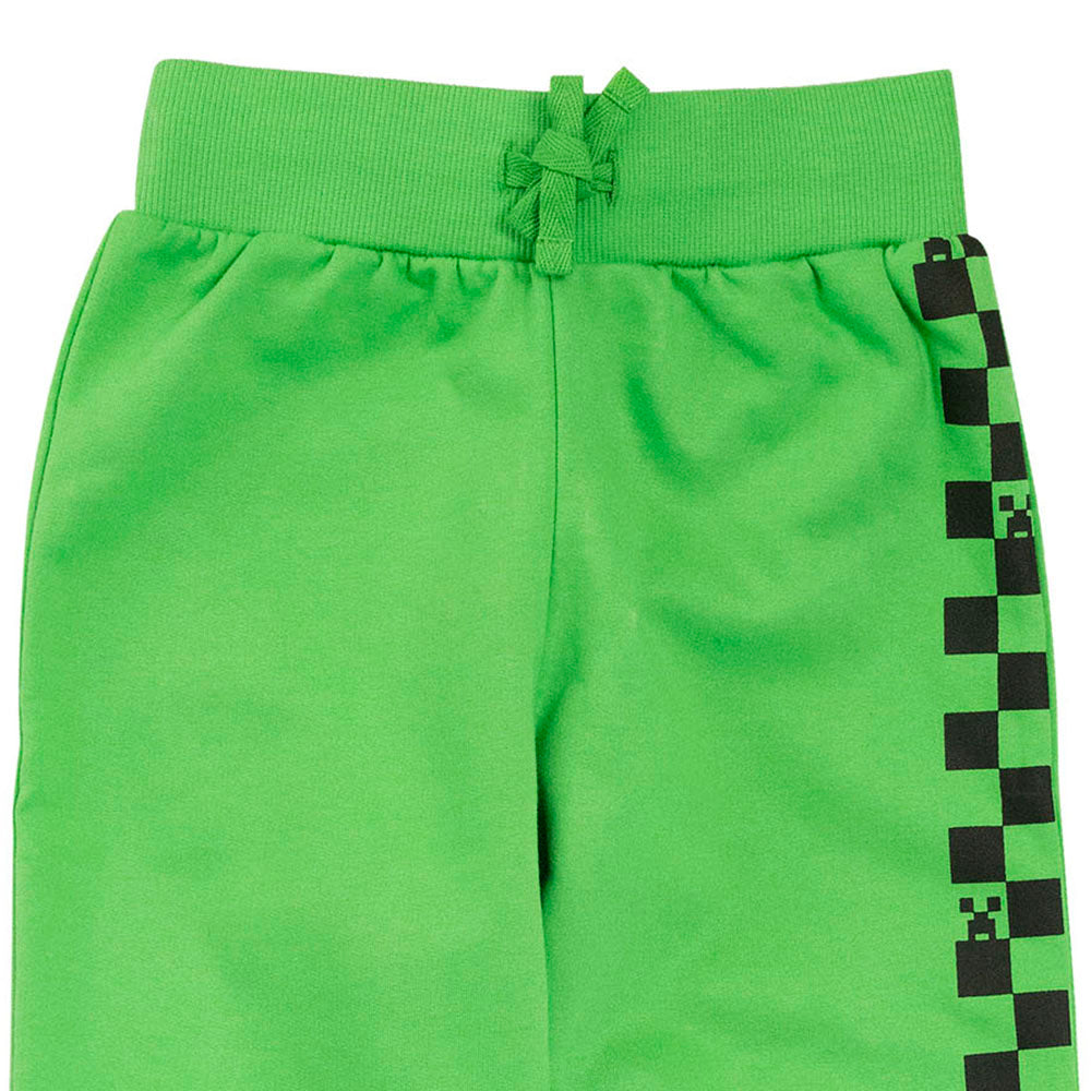 Green - Lifestyle - Minecraft Girls Checkerboard Jogging Bottoms