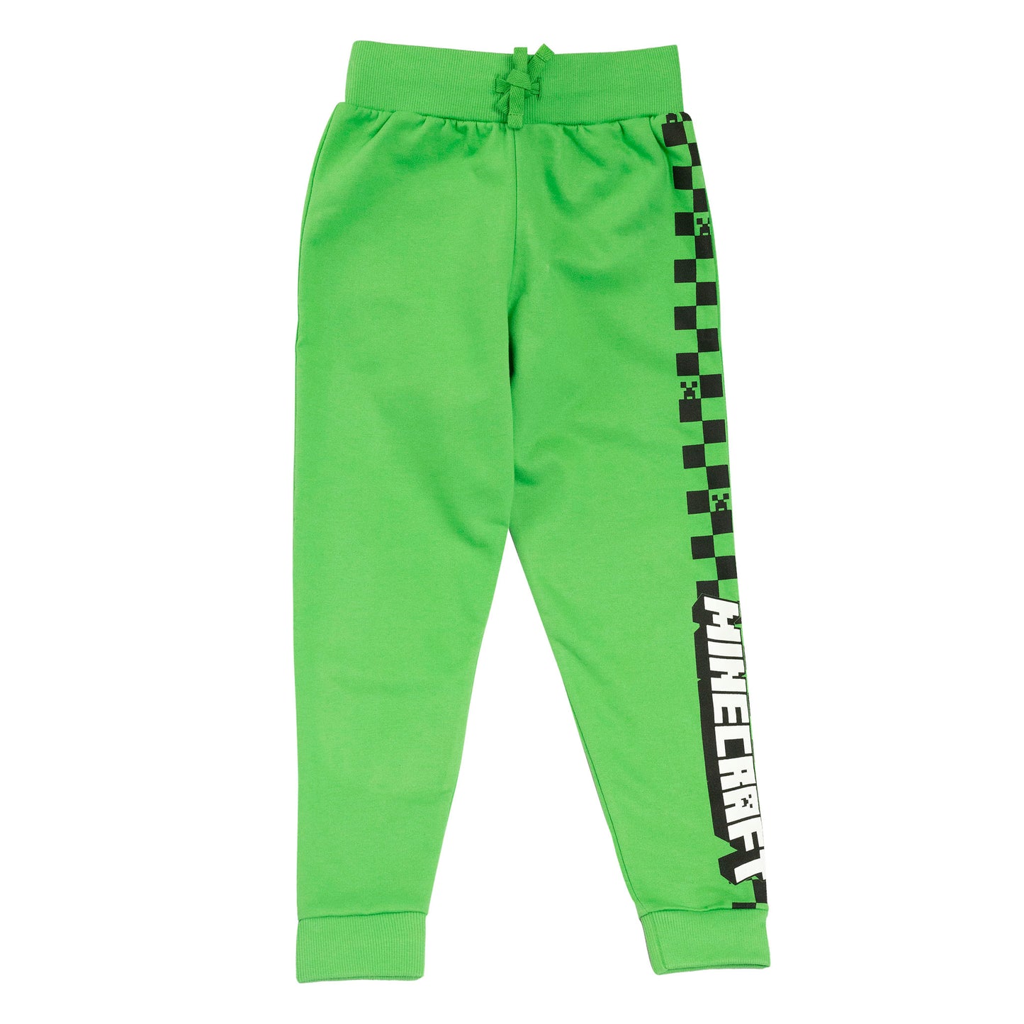 Green - Front - Minecraft Girls Checkerboard Jogging Bottoms