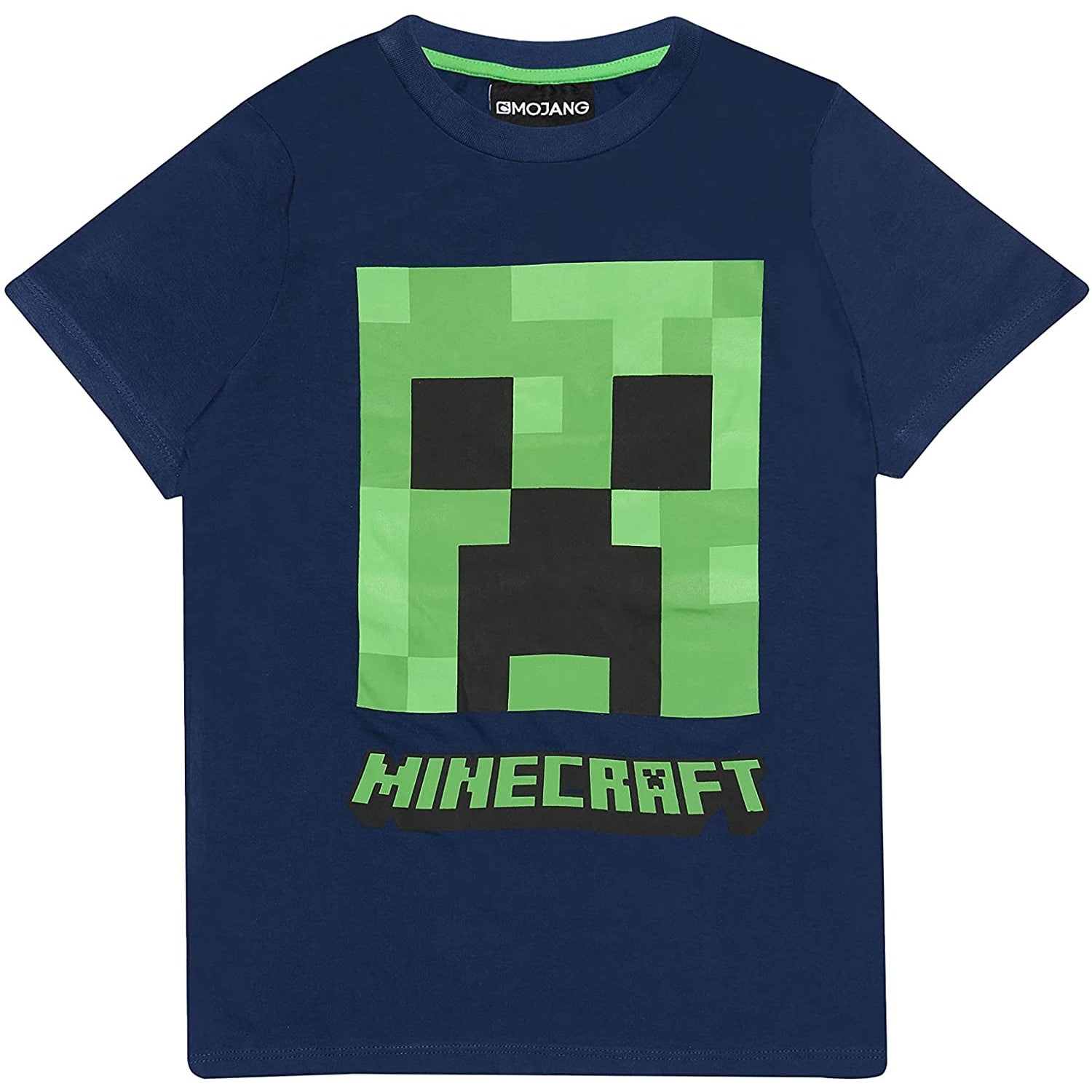 Blue-Heather Grey-Green - Back - Minecraft Boys Creeper Pyjama Set