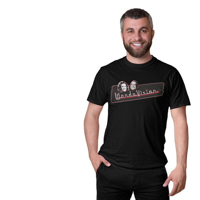 Black - Side - WandaVision Mens Character Faces T-Shirt