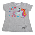 Grey - Front - Jojo Siwa Childrens Girls Dream Believe Achieve Unicorn T-Shirt