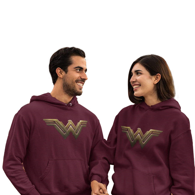 Burgundy - Side - Wonder Woman Womens-Ladies Logo Boyfriend Hoodie