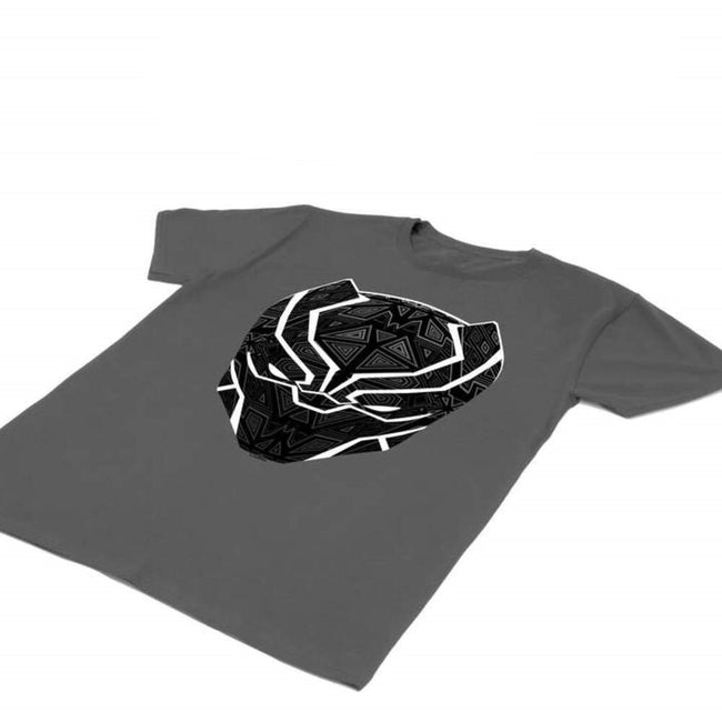 Charcoal - Side - Black Panther Womens-Ladies T´Challa Mask Boyfriend T-Shirt