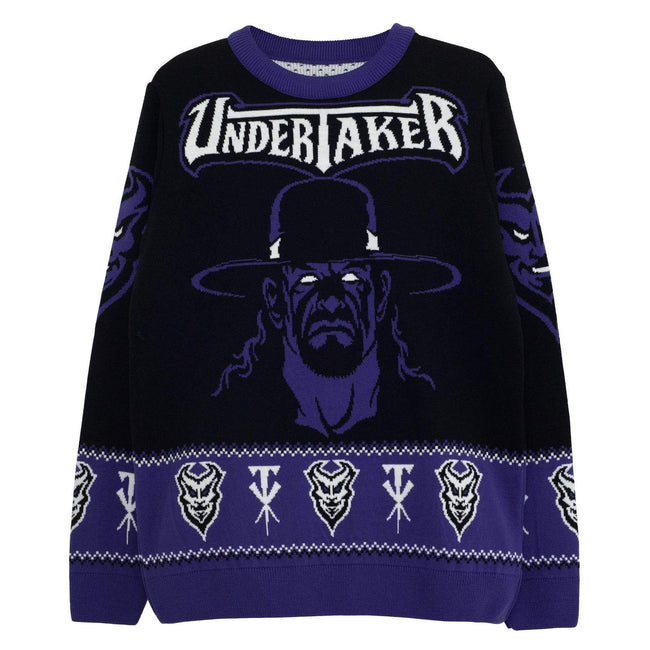 Black-Purple - Front - WWE Mens The Undertaker Knitted Jumper