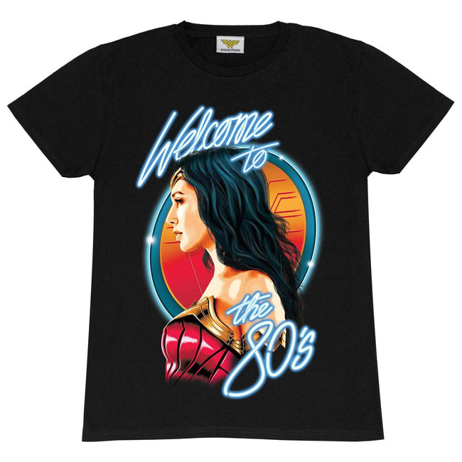 Black - Side - Wonder Woman Mens Welcome To The 80s T-Shirt