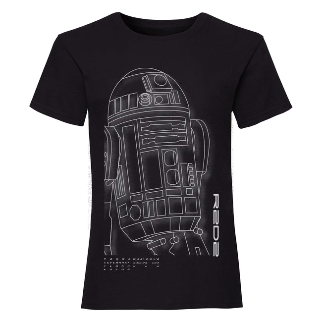 Black - Front - Star Wars Girls R2-D2 T-Shirt