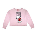 Pale Pink - Front - Peanuts Womens-Ladies Lovin Life Snoopy Crop Sweatshirt