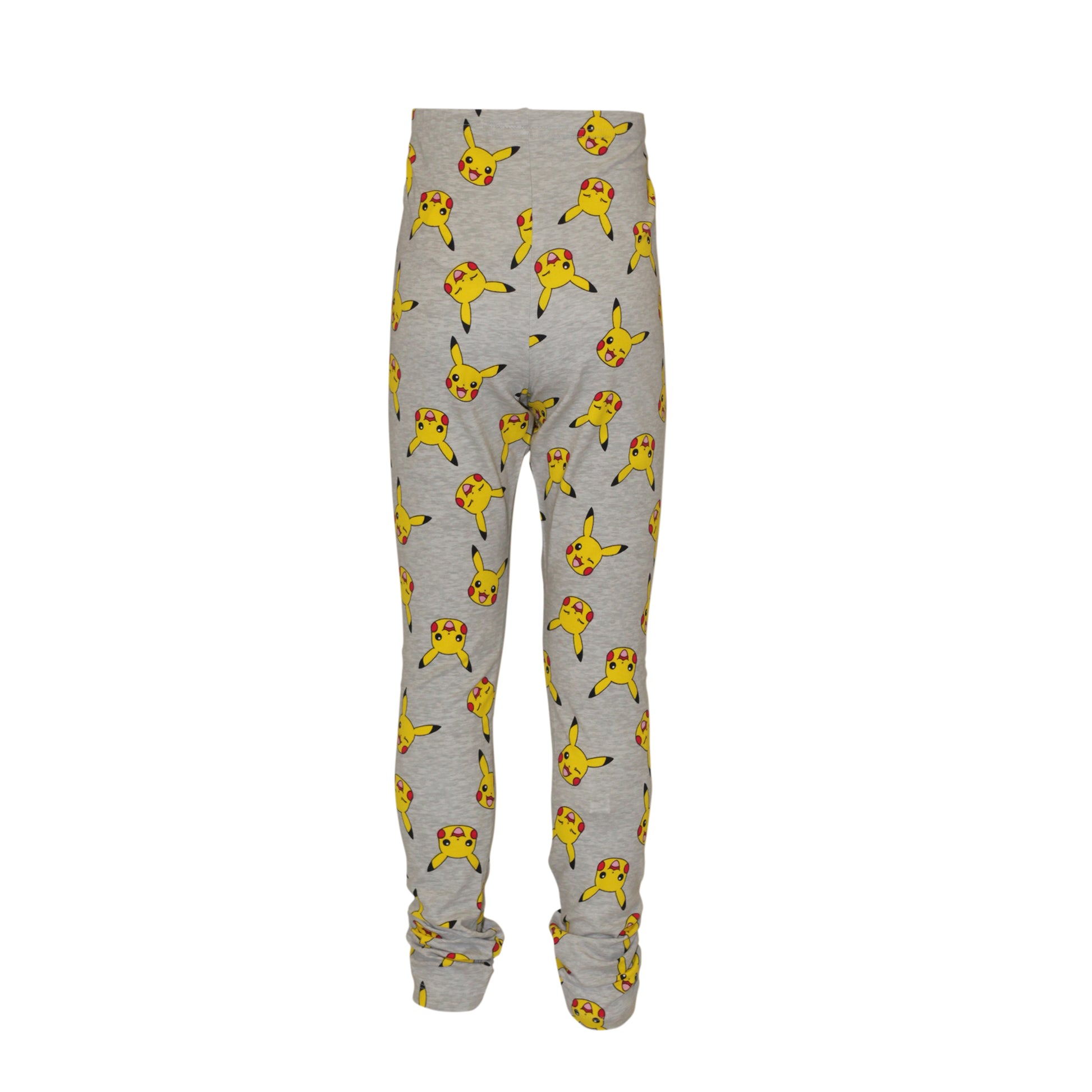 Heather Grey-Yellow - Back - Pokemon Girls Faces Pikachu Leggings