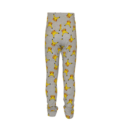 Heather Grey-Yellow - Back - Pokemon Girls Faces Pikachu Leggings