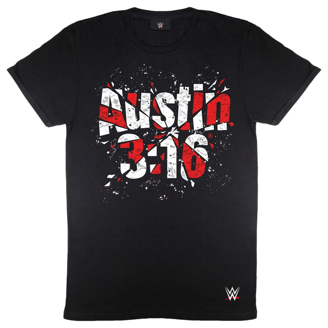 Black-Red-White - Front - WWE Womens-Ladies 3:16 Stone Cold Steve Austin Shattered Logo Boyfriend T-Shirt