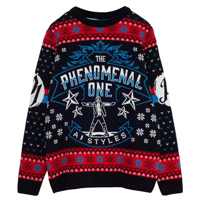 Multicoloured - Front - WWE Mens Phenomenal A J Styles Knitted Christmas Jumper