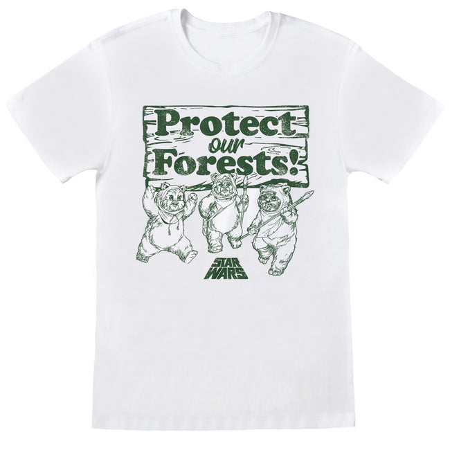 White - Front - Star Wars Mens Protect Our Forests Ewok T-Shirt