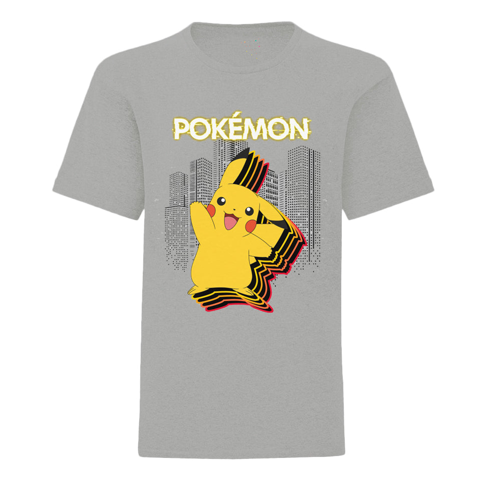 Grey Heather - Front - Pokemon Boys Pikachu City Heather T-Shirt