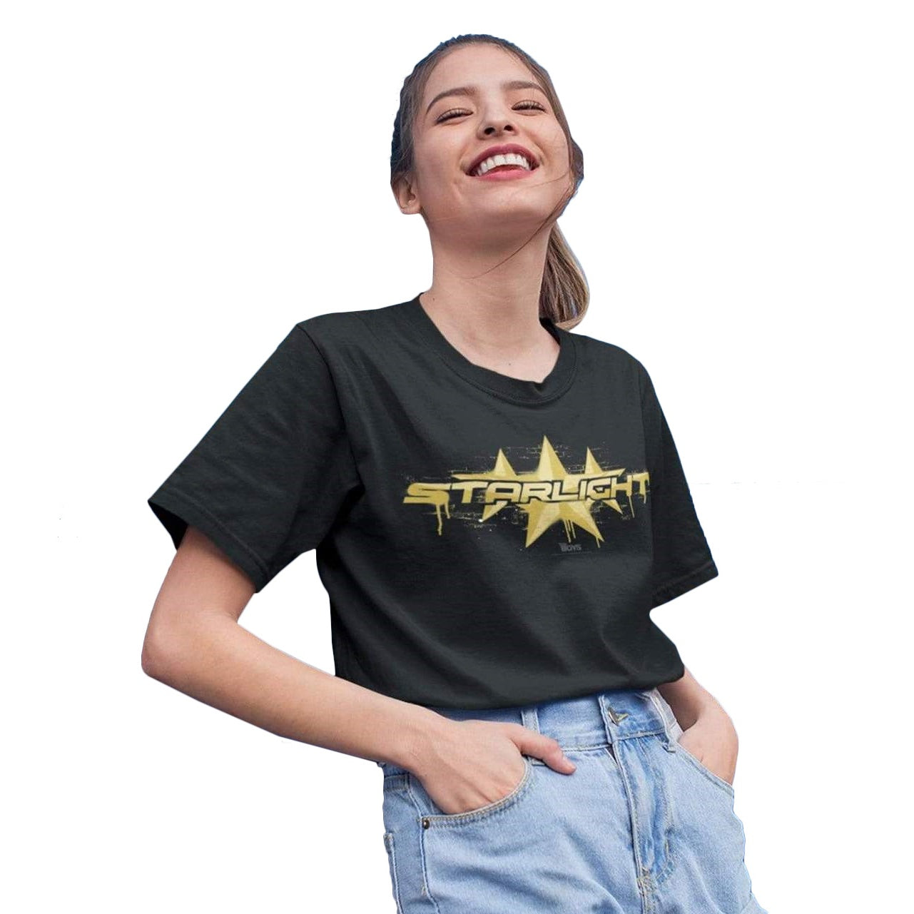 Black - Back - The Boys Womens-Ladies Starlight Logo Boyfriend T-Shirt