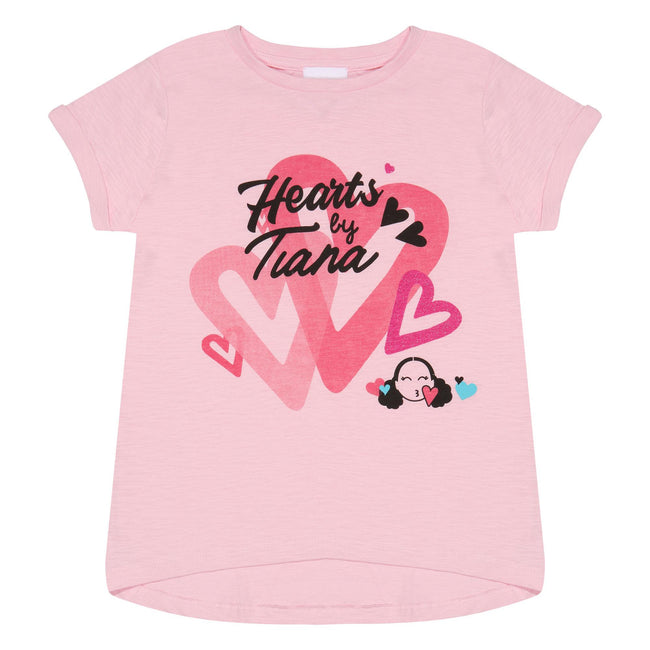 Baby Pink Heather - Front - Hearts By Tiana Girls Hearts T-Shirt