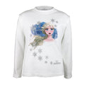 White - Side - Frozen II Girls Sketch Elsa Snowflake T-Shirt