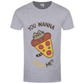 Grey Heather - Front - Pusheen Womens-Ladies You Wanna Pizza Me Heather Boyfriend T-Shirt