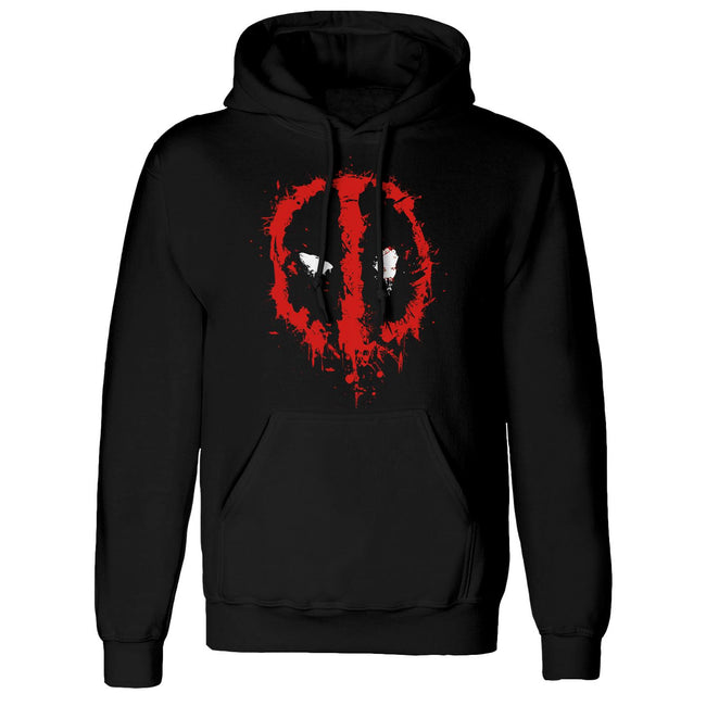 Black - Front - Deadpool Mens Splat Face Logo Hoodie