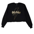 Black - Front - Harry Potter Womens-Ladies Lightning Bolt Crop Sweatshirt