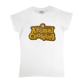 White - Front - Animal Crossing Womens-Ladies 3D Logo Fitted T-Shirt
