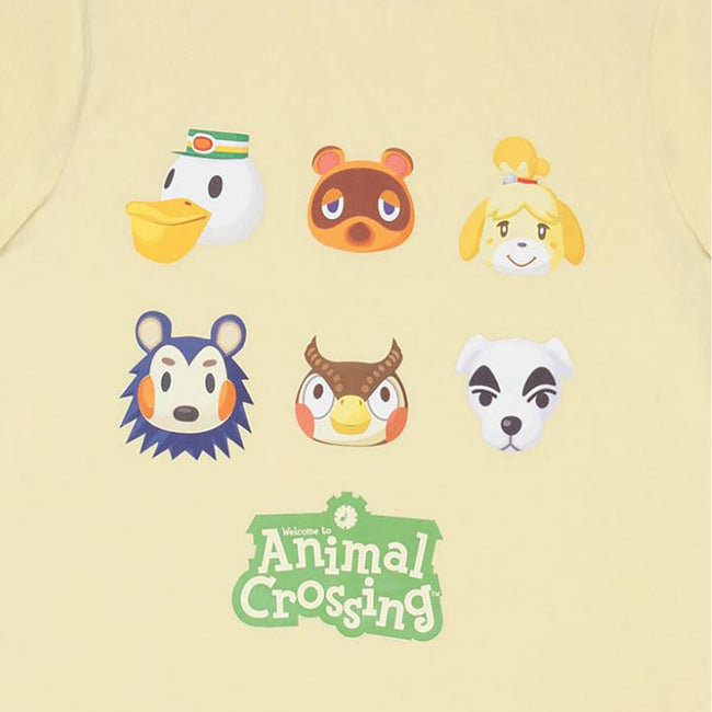 Cream-Green - Back - Animal Crossing Boys Faces Pyjama Set