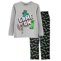 Black-Heather Grey - Front - Minecraft Boys Game On Pyjama Set