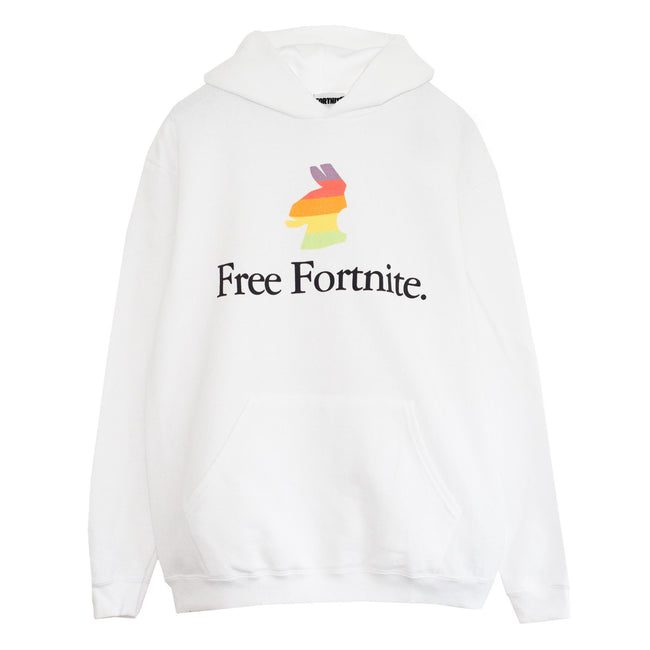 White - Side - Free Fortnite Boys Rainbow Llama Pullover Hoodie