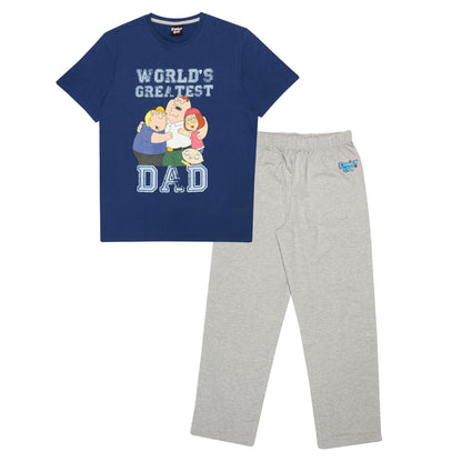 Navy-Grey Heather - Front - Family Guy Mens World´s Greatest Dad Pyjama Set