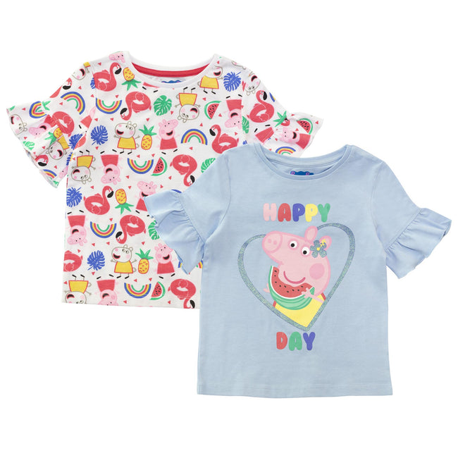 Multicoloured - Front - Peppa Pig Baby Girls One In A Melon T-Shirt Set (Pack of 2)
