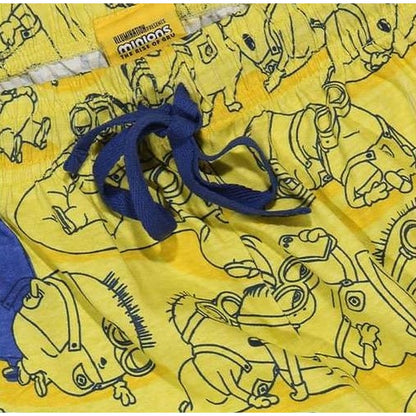 Yellow - Back - Minions Mens Faces Pyjama Bottoms