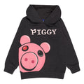Charcoal-Pink - Side - Piggy Girls Faces Pullover Hoodie