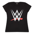 Black - Front - WWE Womens-Ladies Logo Fitted T-Shirt