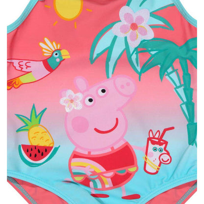 Pale Turquoise - Back - Peppa Pig Baby Girls Tropical Island One Piece Swimsuit