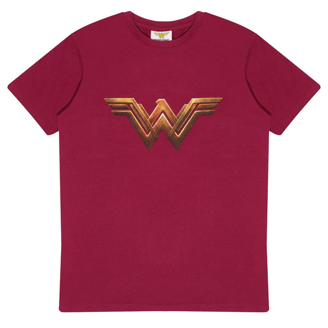 Burgundy - Front - Wonder Woman Womens-Ladies 1984 Logo Boyfriend T-Shirt