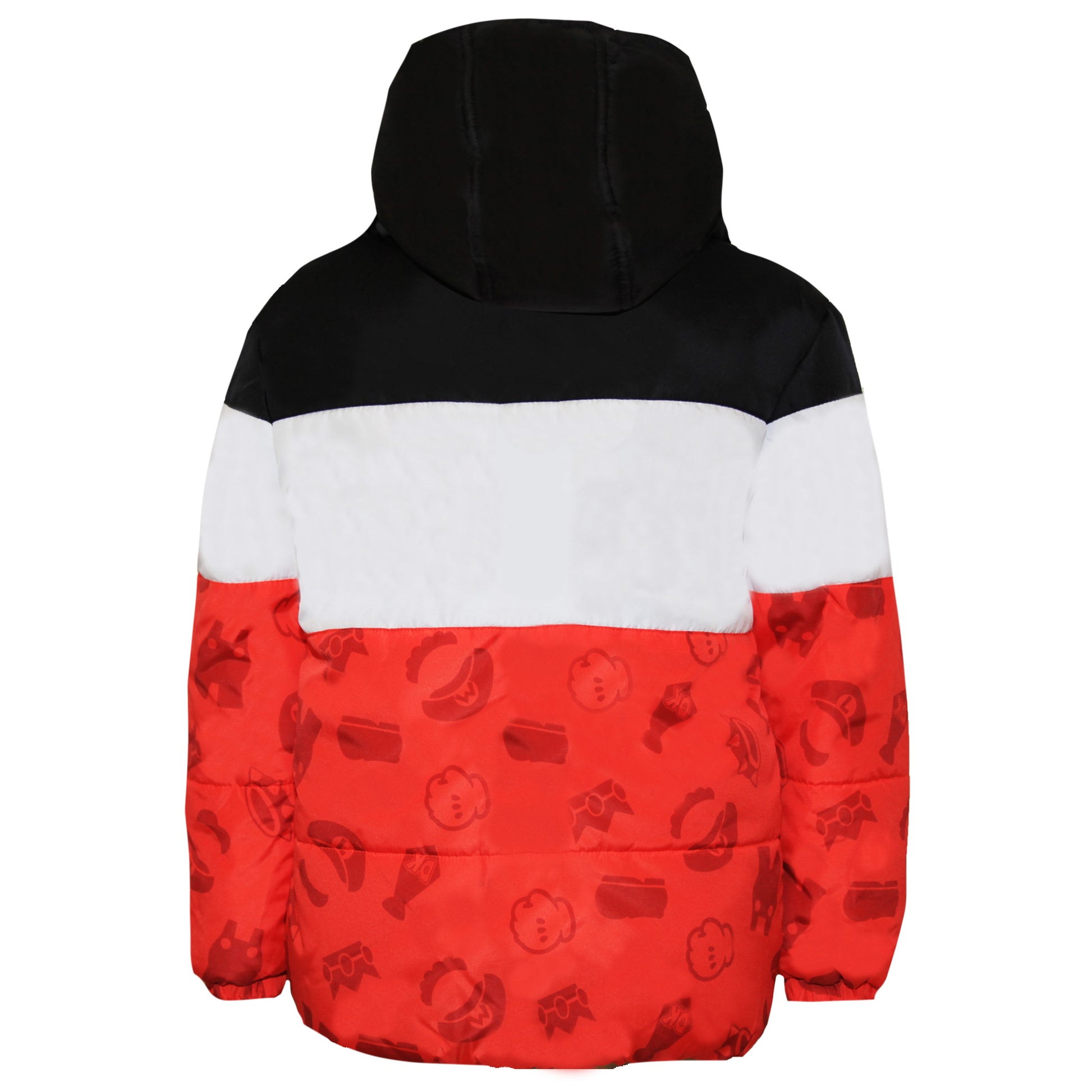 Red-Black-White - Back - Super Mario Boys Logo Puffer Jacket