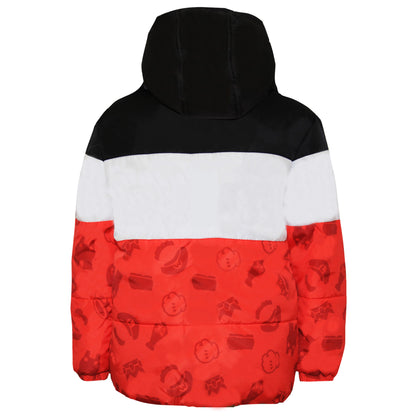 Red-Black-White - Back - Super Mario Boys Logo Puffer Jacket