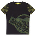 Black-Forest Green - Front - Jurassic World Childrens-Kids Camo Logo T-Shirt