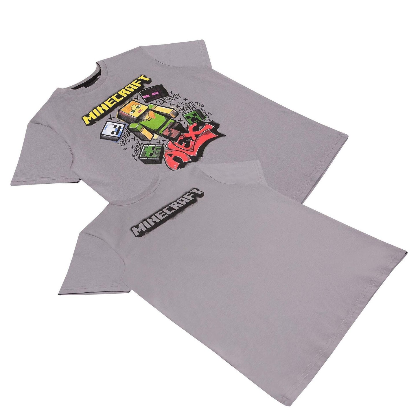 Grey-Yellow-Red - Side - Minecraft Childrens-Kids Alex T-Shirt