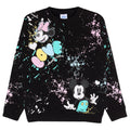 Black - Front - Mickey Mouse Girls Love Paint Splatter Crew Neck Sweatshirt