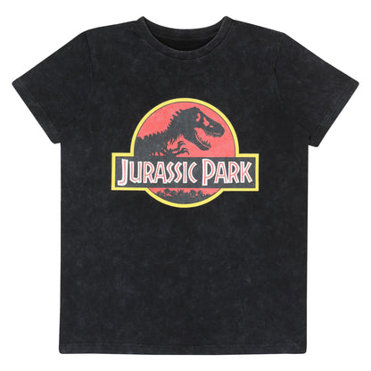 Grey-Classic Red-Yellow - Side - Jurassic Park Childrens-Kids Logo T-Shirt