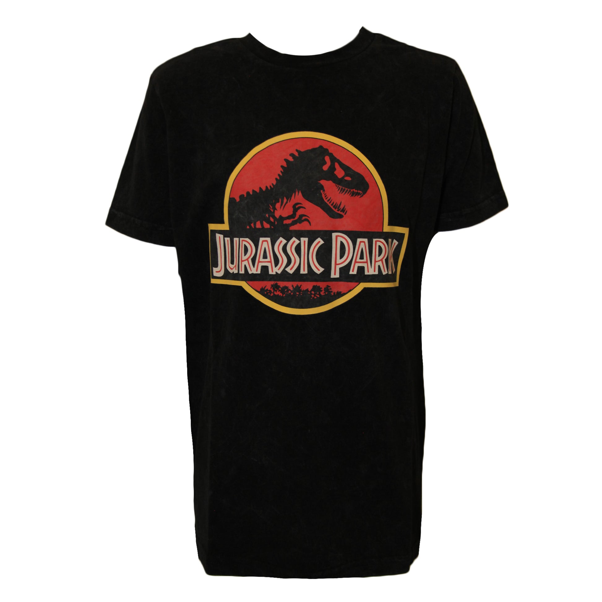 Grey-Classic Red-Yellow - Front - Jurassic Park Childrens-Kids Logo T-Shirt