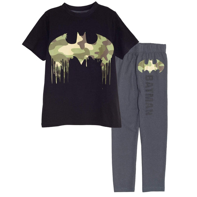 Black-Charcoal - Front - DC Comics Womens-Ladies Batman Logo Loose Fit Pyjama Set