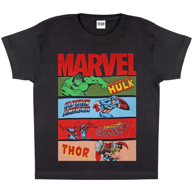 Black - Side - Avengers Assemble Girls Comic Strips T-Shirt