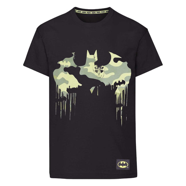 Black-Light Green - Front - DC Comics Boys Batman Camo T-Shirt
