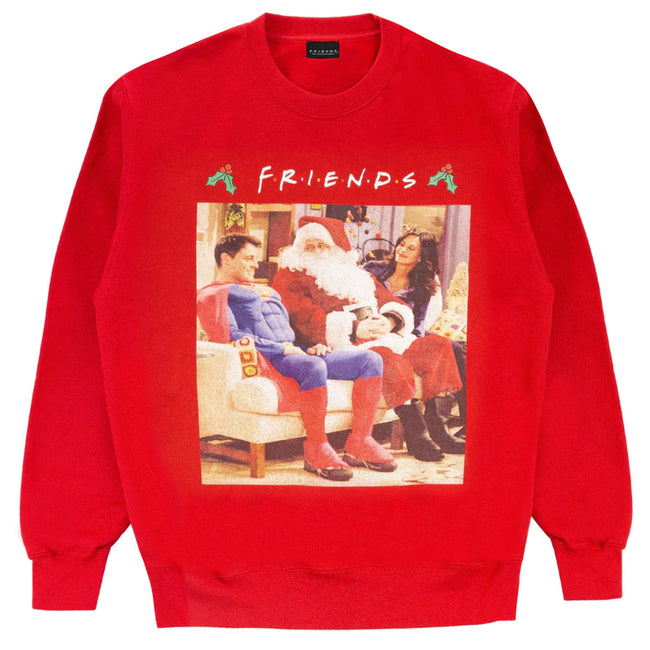 Red - Front - Friends Mens Father Christmas and Superman Sweatshirt