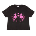 Black-Neon Pink - Front - Disney Womens-Ladies Love Heart Cropped T-Shirt