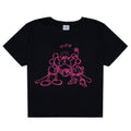 Black-Neon Pink - Front - Disney Womens-Ladies Kiss Cropped T-Shirt