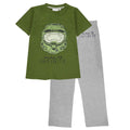 Green-Heather Grey - Front - Halo Infinite Boys Helmet Pyjama Set